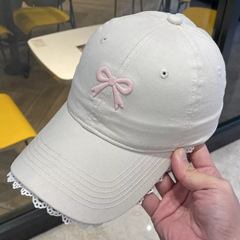 Lace Detail Bow Baseball Cap, image 2
