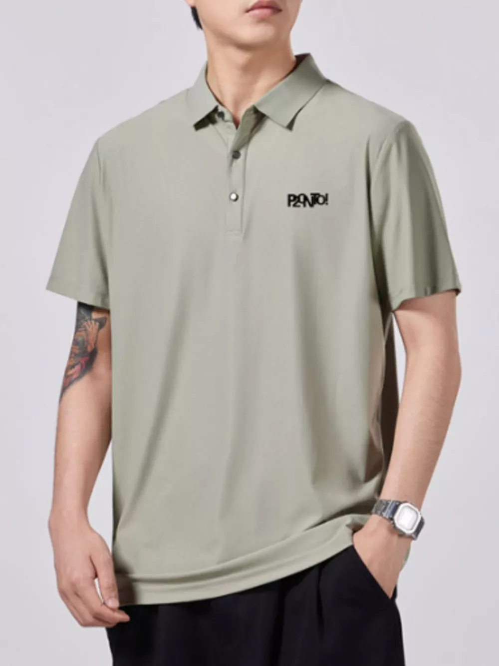 Men's Plus Size Collared Neck Short Sleeve Polo, image 3