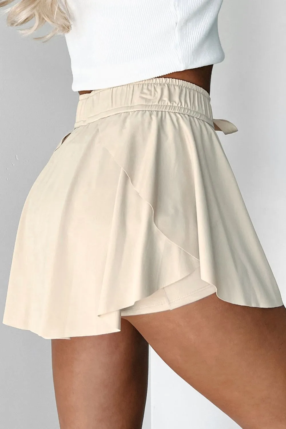 Drawstring High Waist Lined Active Skorts, image 17