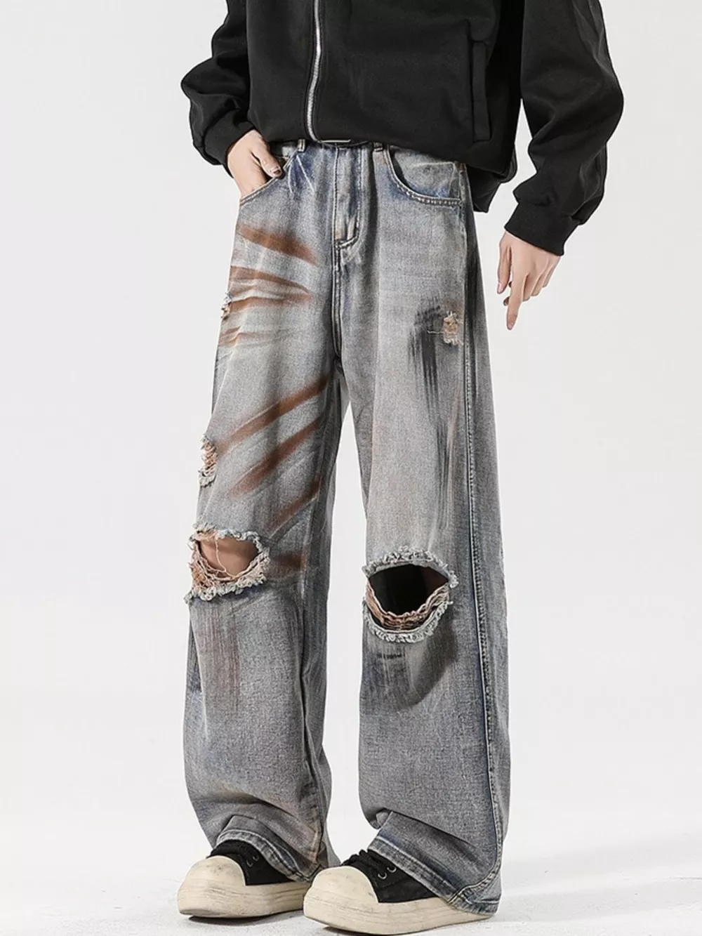 Men's Full Size Distressed Wide Leg Jeans Plus Size, image 6