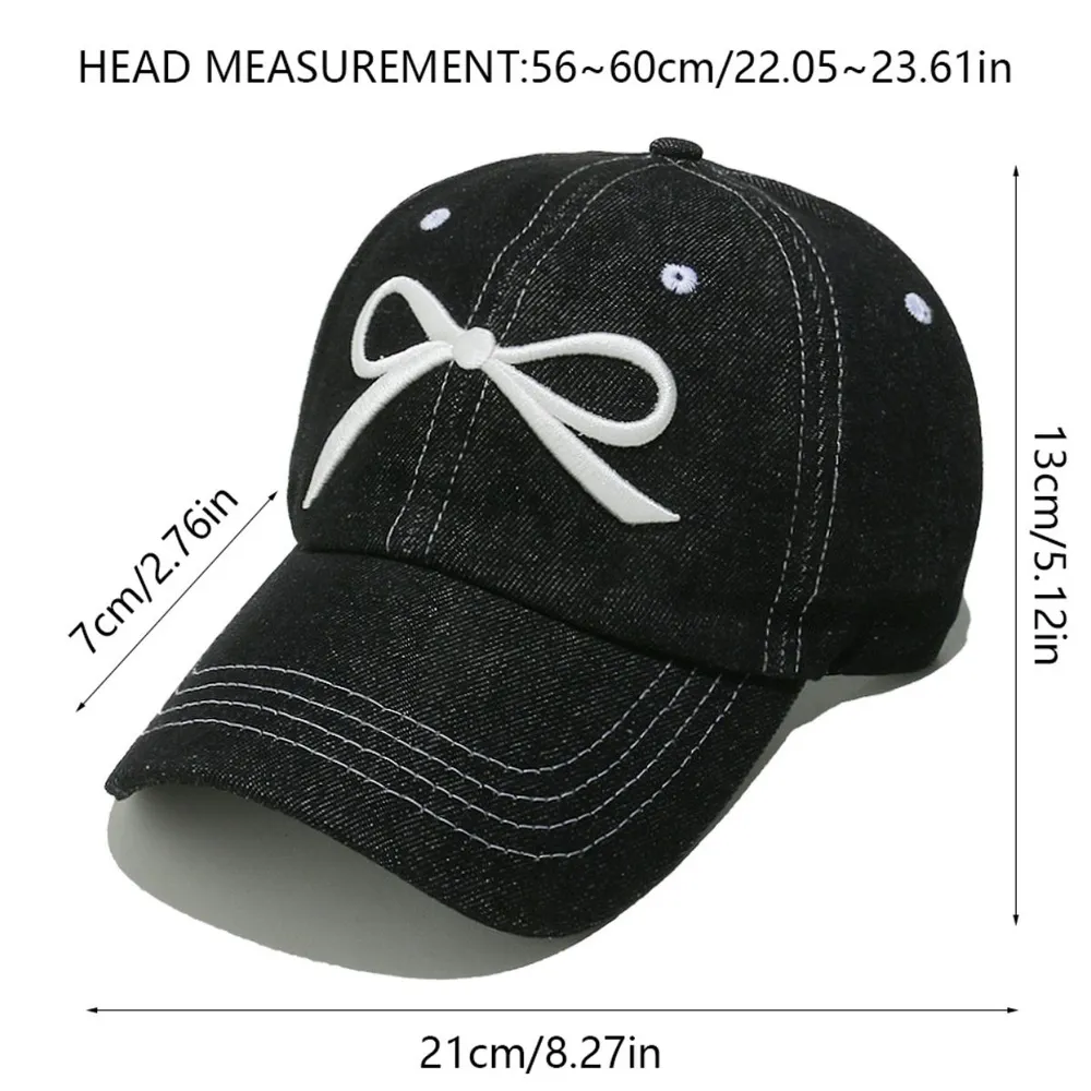 Bow Embroidered Denim Baseball Cap, image 7