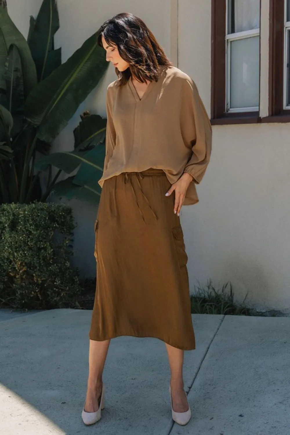 Notched Batwing Sleeve Blouse, image 3