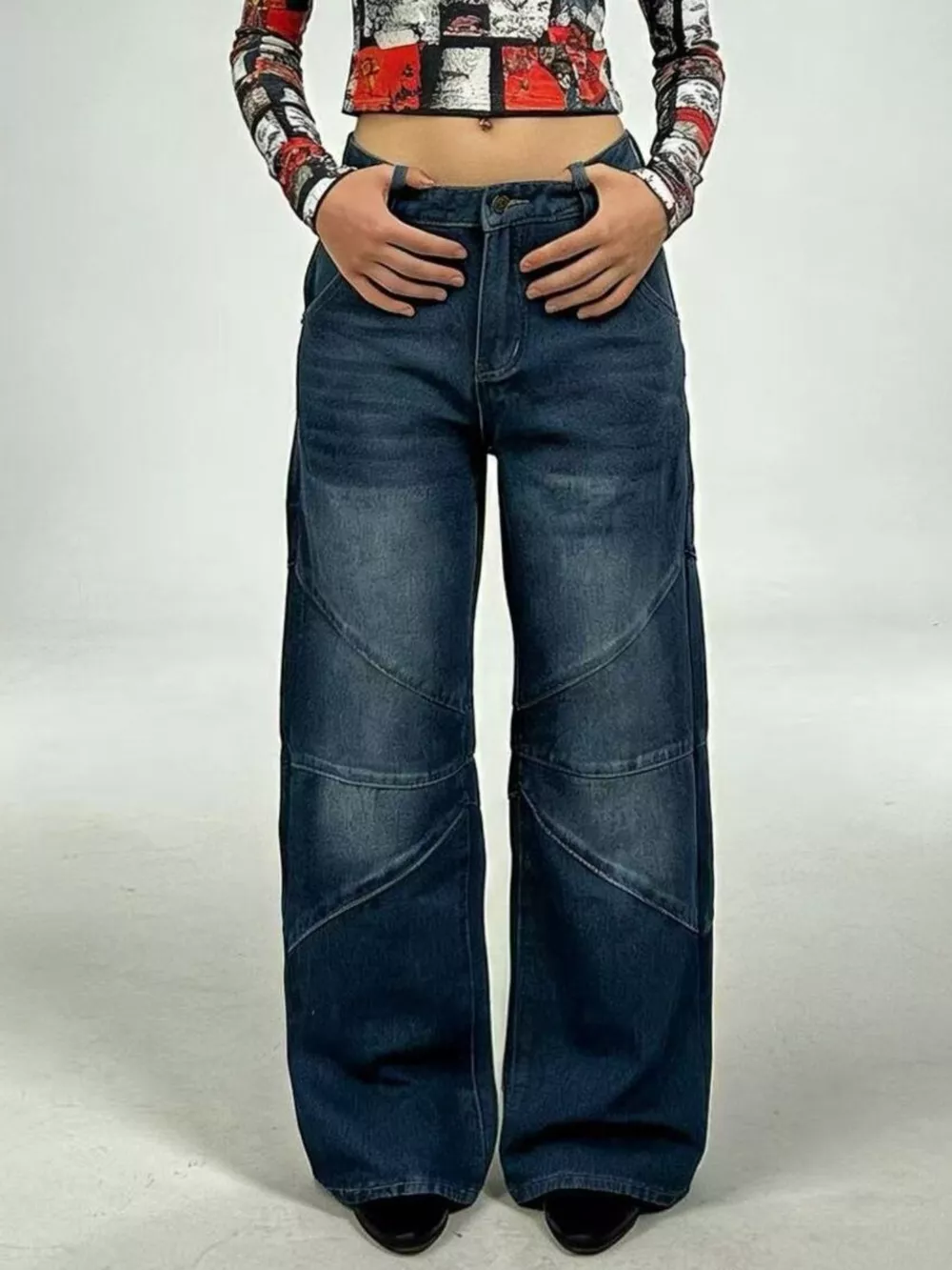 Vintage Wash Wide Leg Jeans, image 3