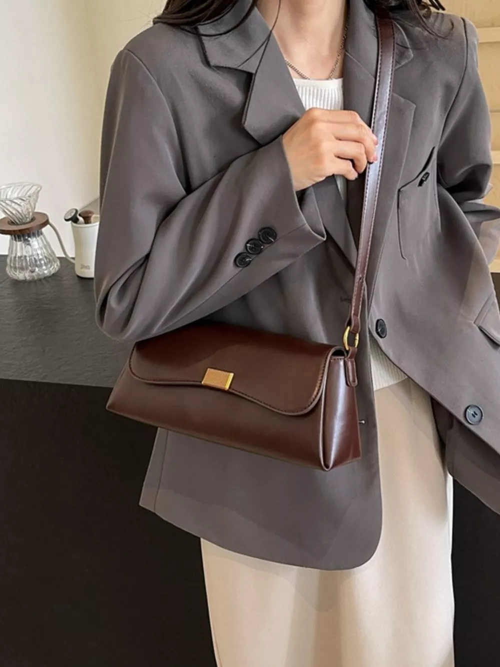 Flap Leather Shoulder Bag, image 4