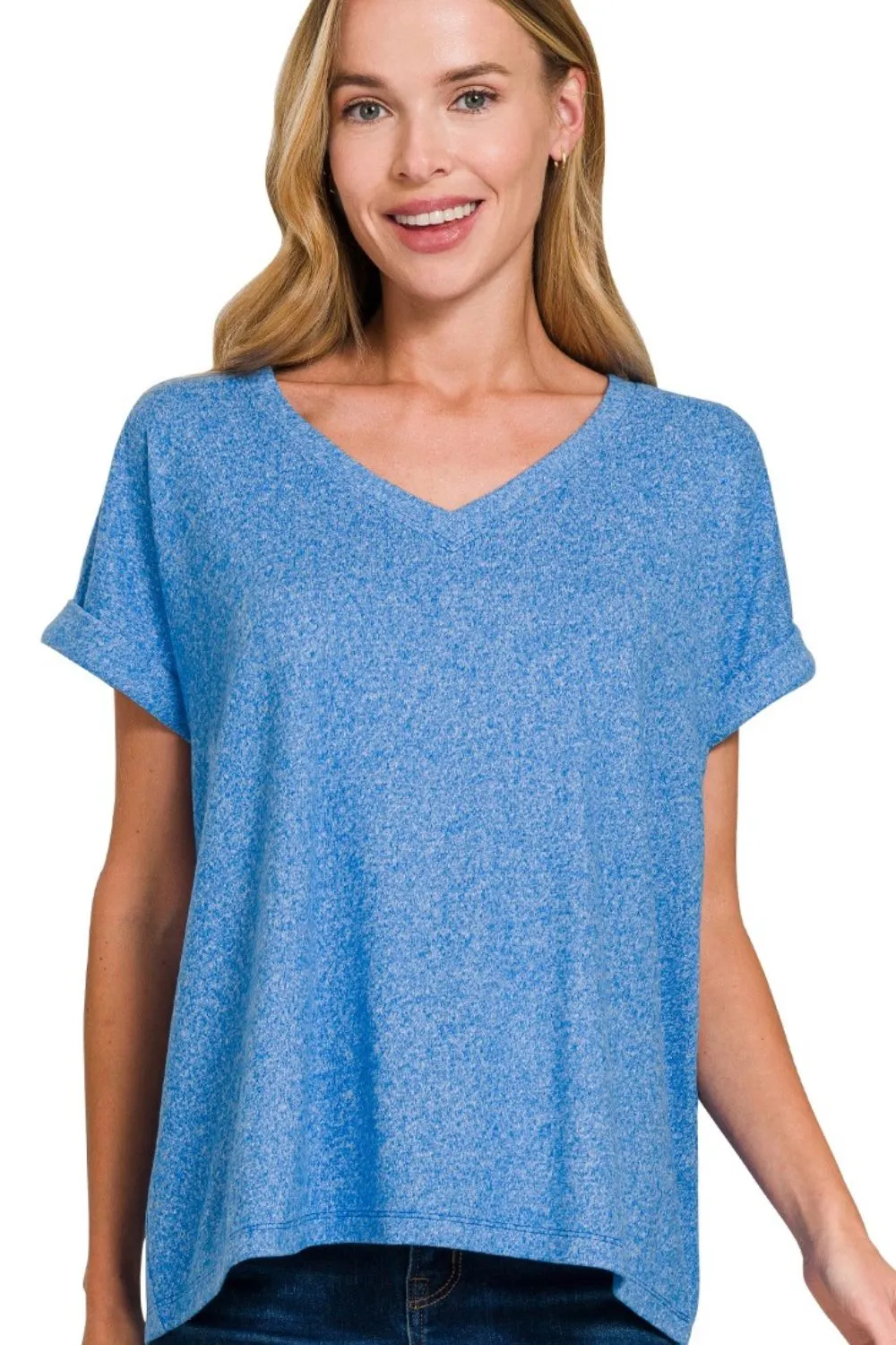 Soft Melange Hacci V-neck Tee