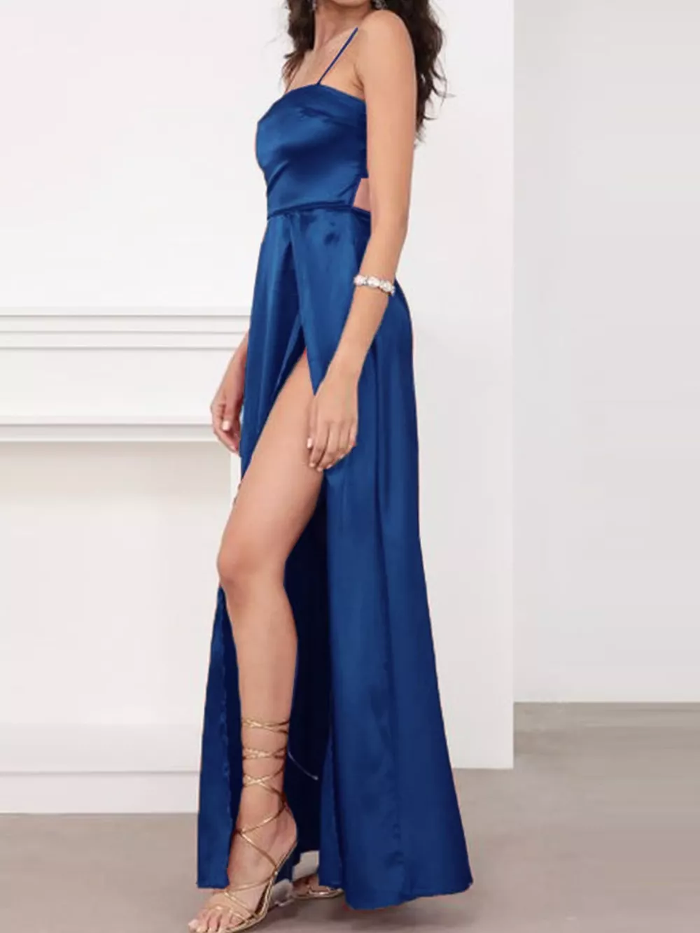 Spaghetti Strap High-Slit Maxi Dress, image 2