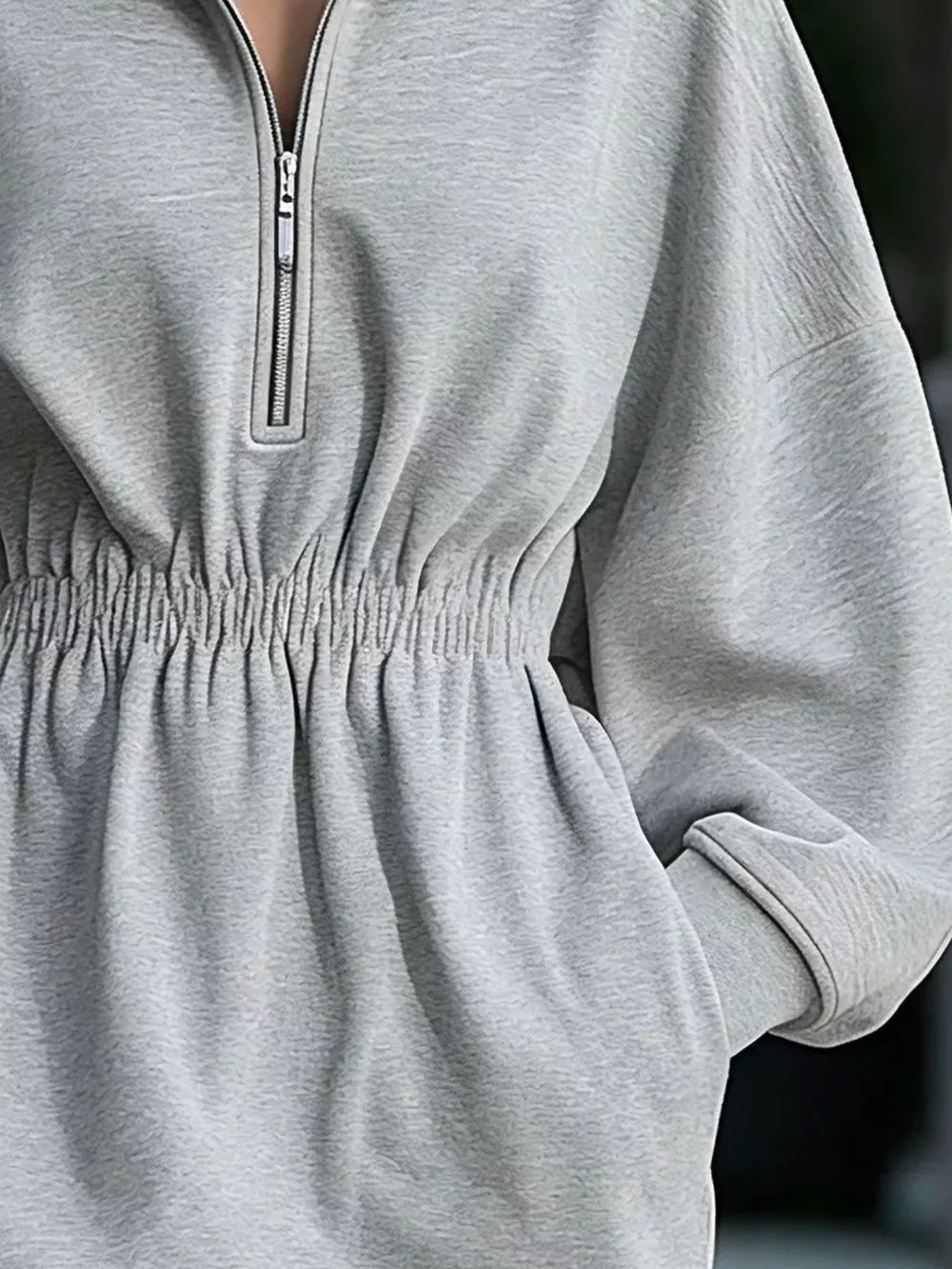 Casual Hooded Quarter-Zip Sweatshirt Dress, image 6
