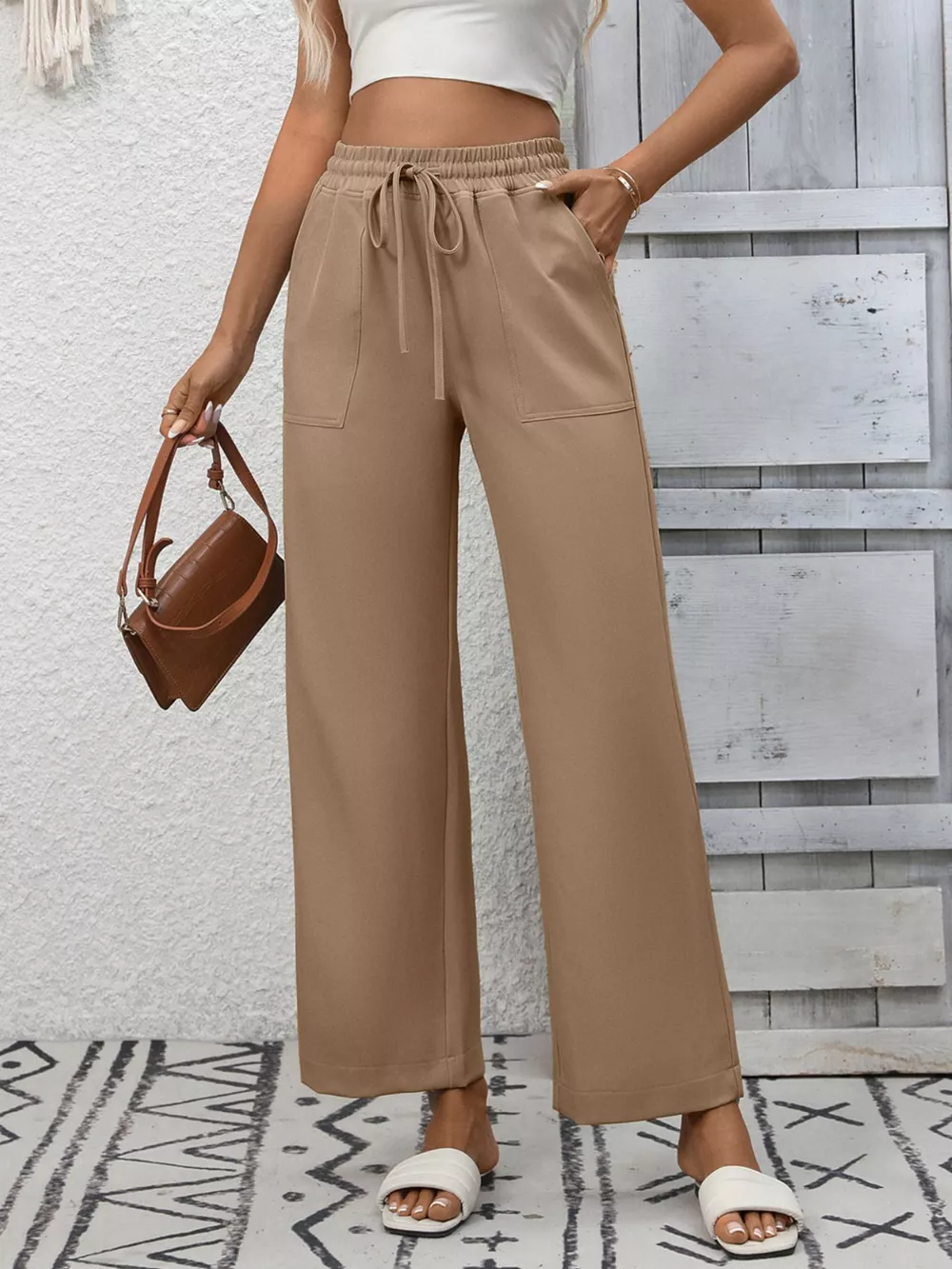 Casual Drawstring Wide Leg Pants, image 16