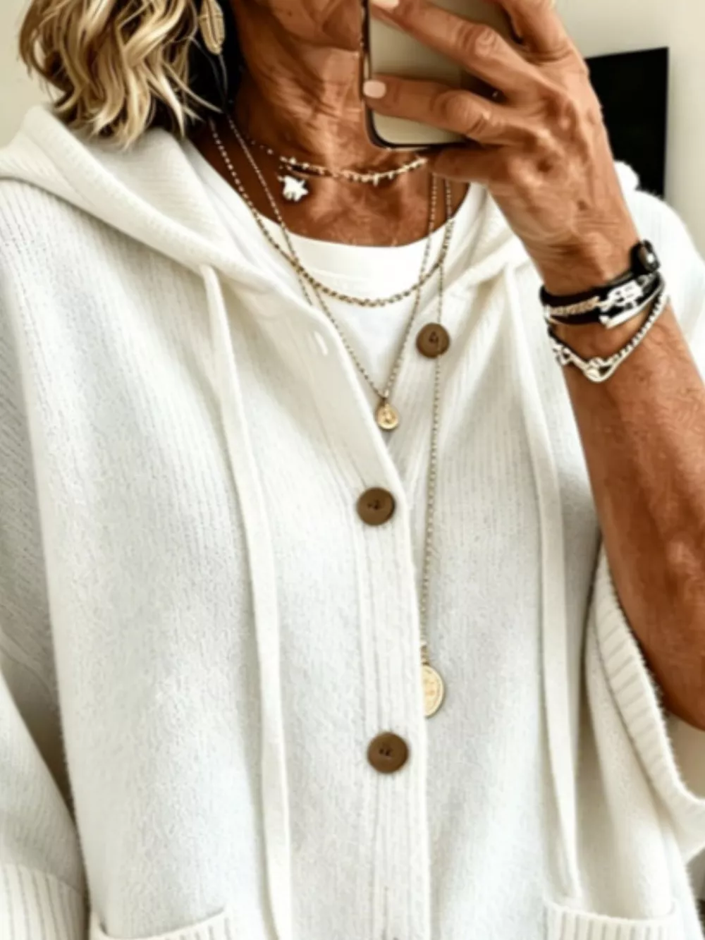 Full Size Casual Hooded Button-Down Knit Cardigan with Pockets Plus Size, image 3