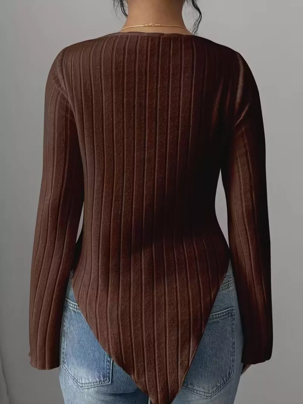 Cowl Neck Ribbed Knit Top, image 4