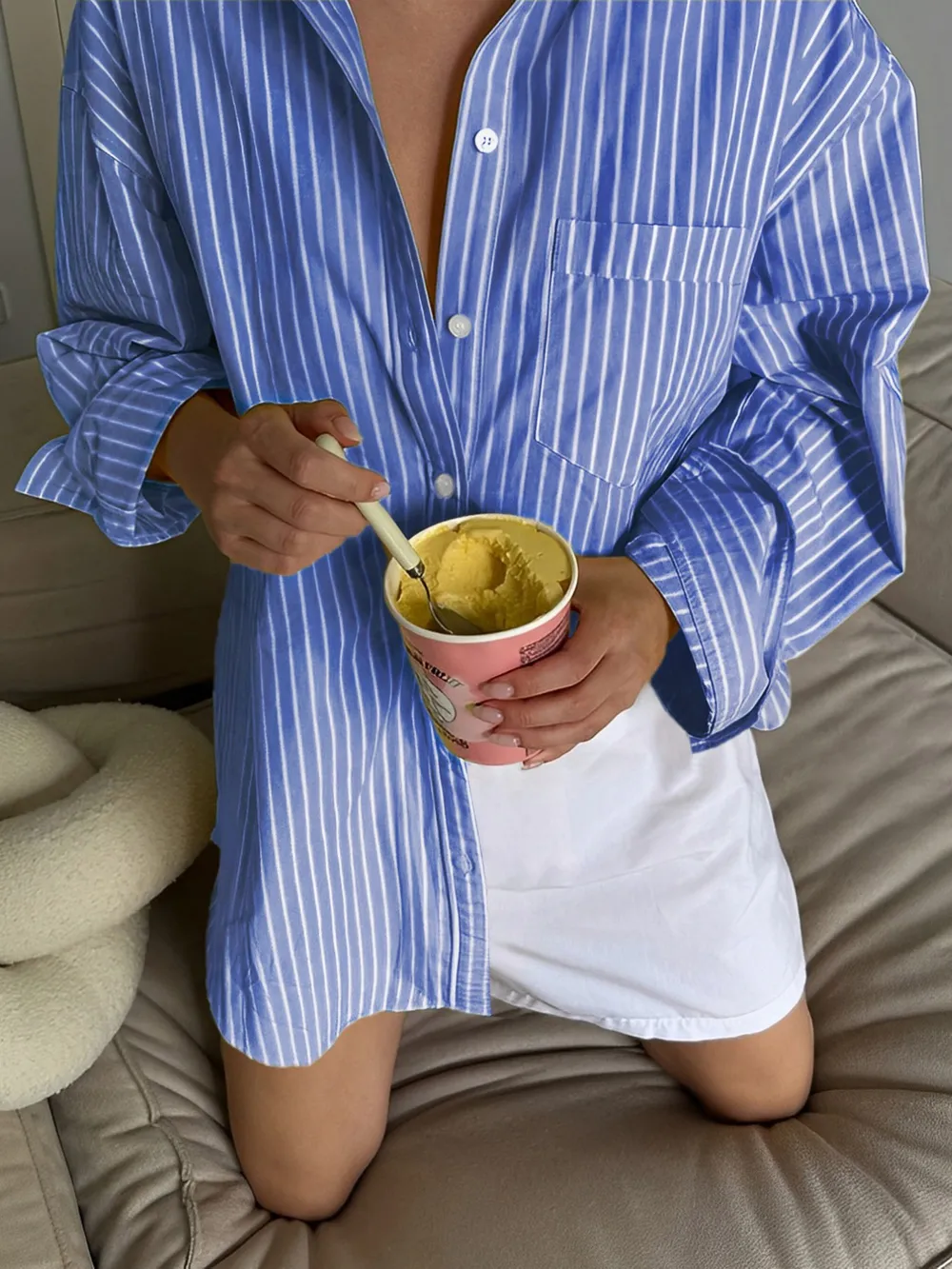 Oversized Striped Button-Down Shirt, image 19