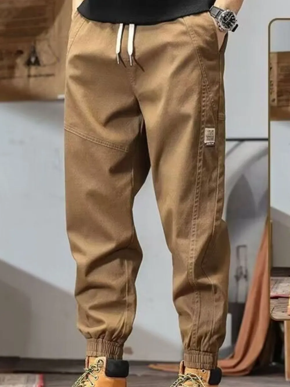 Men's Plus Size Drawstring Loose Fit Joggers, image 7