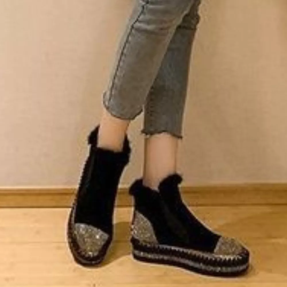 Rhinestone Platform Ankle Boots, image 2