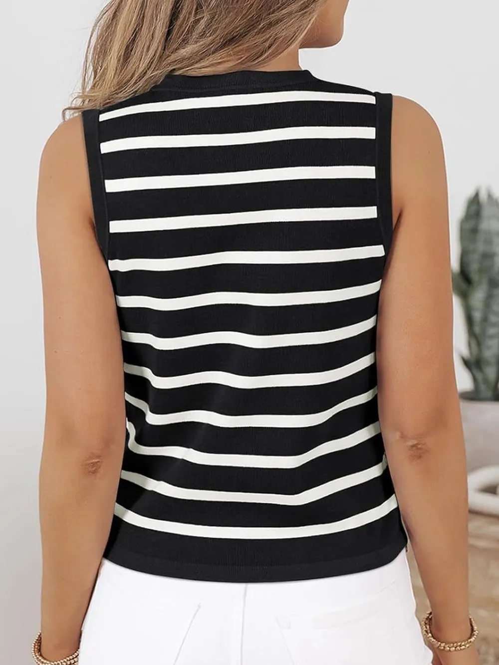 Striped V-Neck Knit Vest, image 16