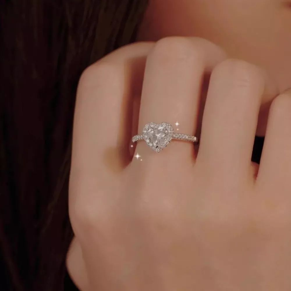 1 Carat Moissanite 925 Sterling Silver Heart Ring, image 2