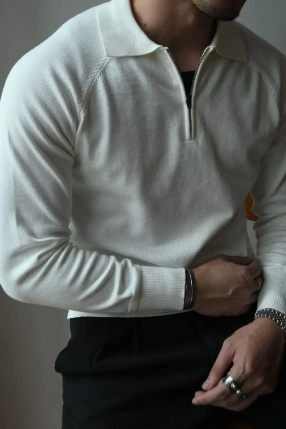 Men's Plus Size Quarter Zip Raglan Sleeve Polo, image 4