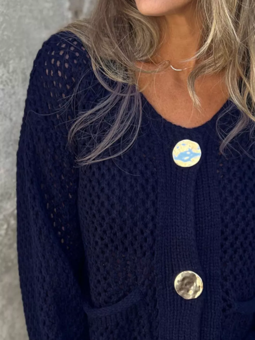 Crochet Button Up Long Sleeve Cardigan, image 15