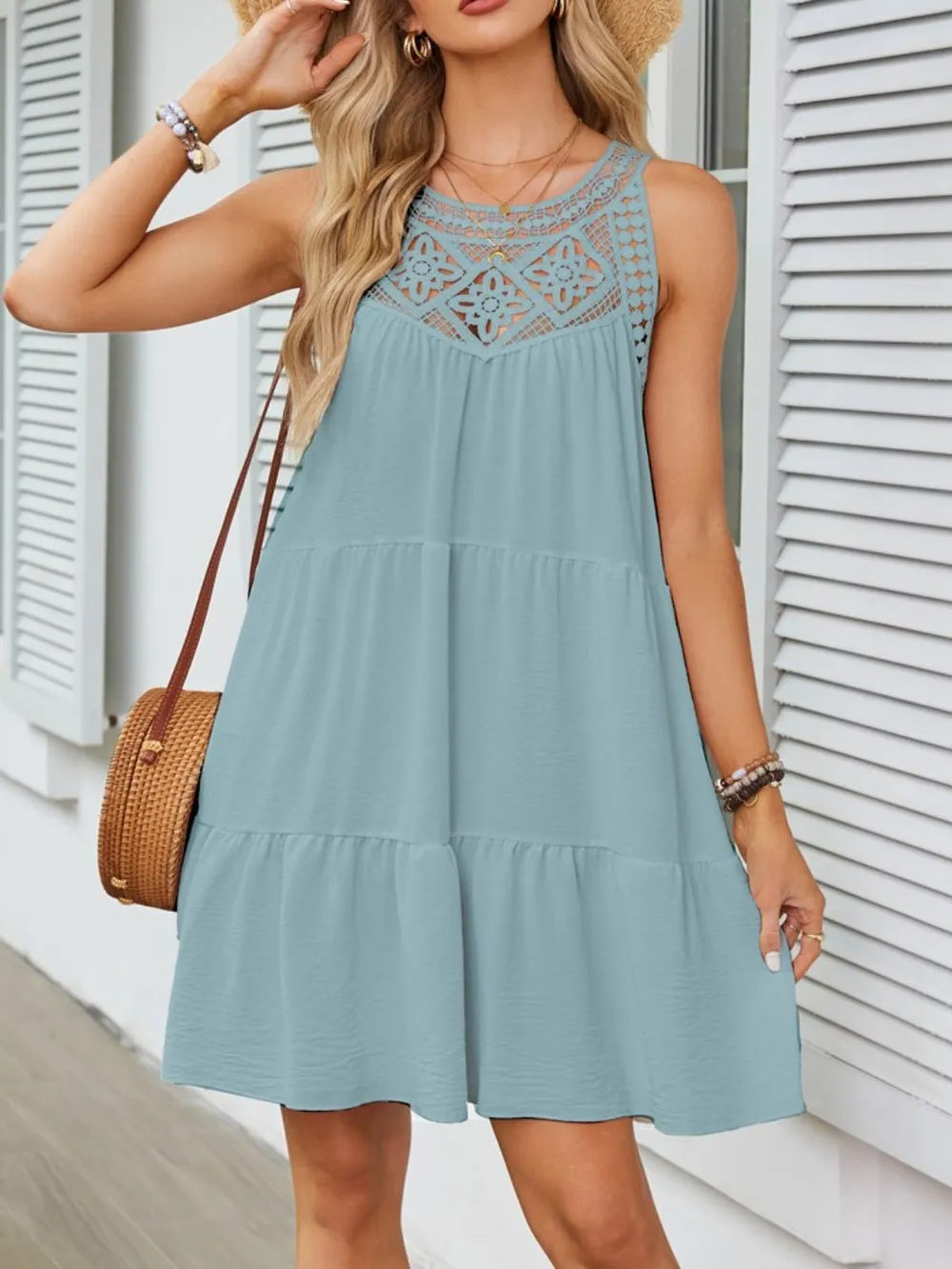 Ruffled Hem Lace Sleeveless Dress, image 15