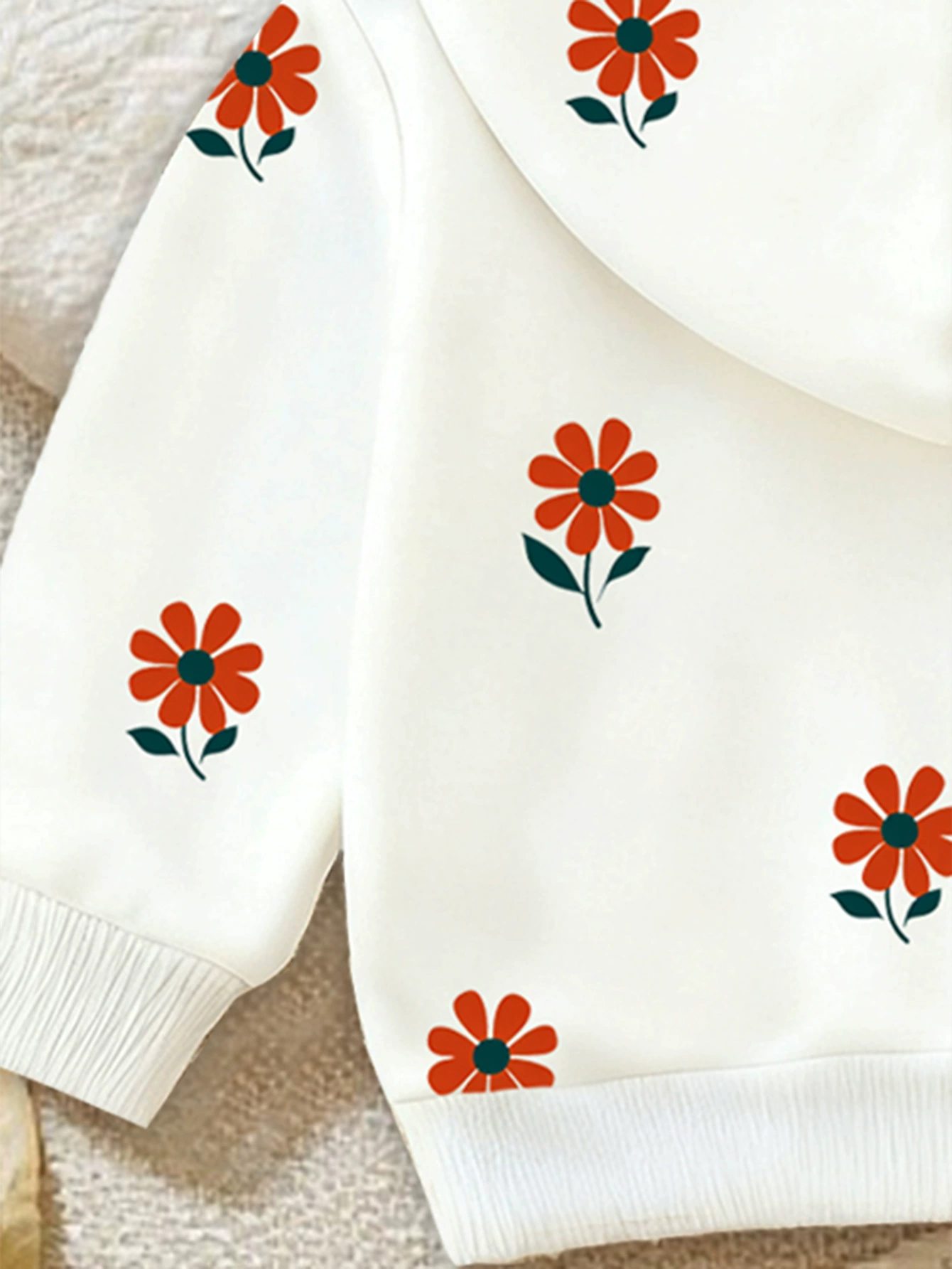 Children's Floral Print Hoodie & Pants Set, image 3