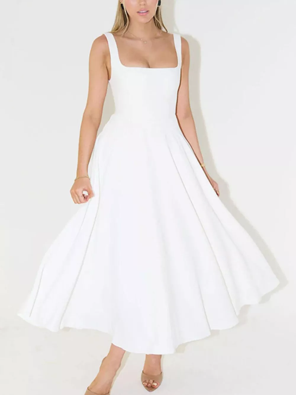 Square Neck Wide Strap A-Line Dress, image 12