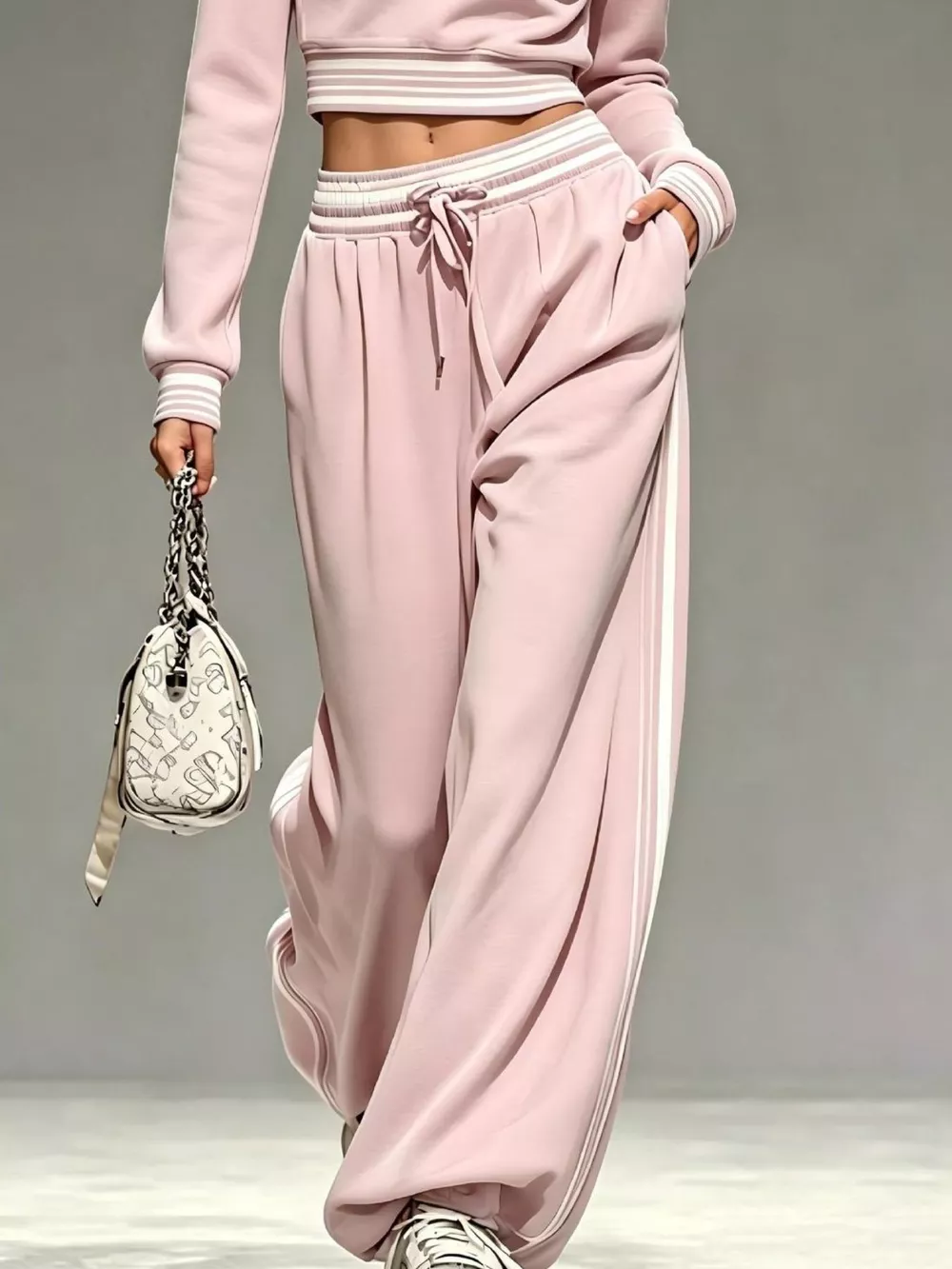 Full Size Half Zip Cropped Top and Pants Set Plus Size, image 7