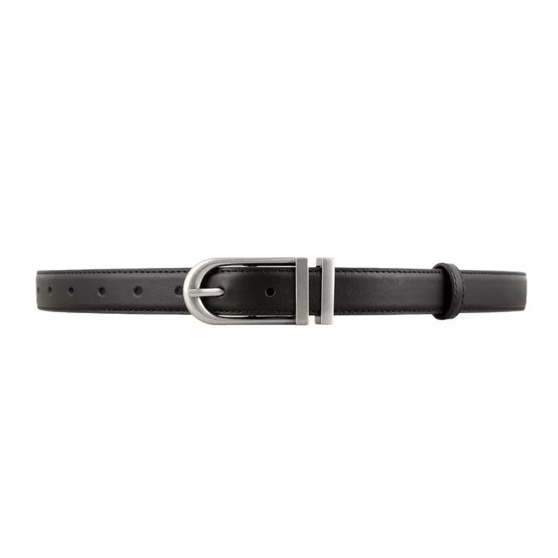 Leather Belt with Silver Buckle, image 3