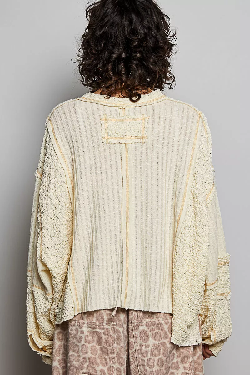 V-Neck Long Sleeve Top with Stitch Detail, image 6