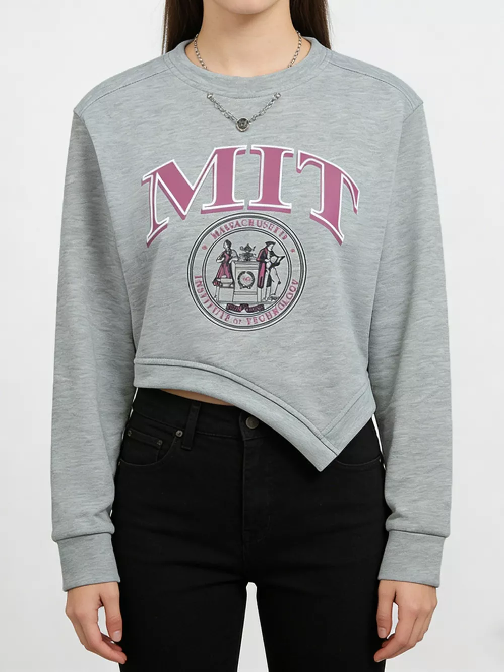 Graphic Round Neck Cropped Sweatshirt, image 4
