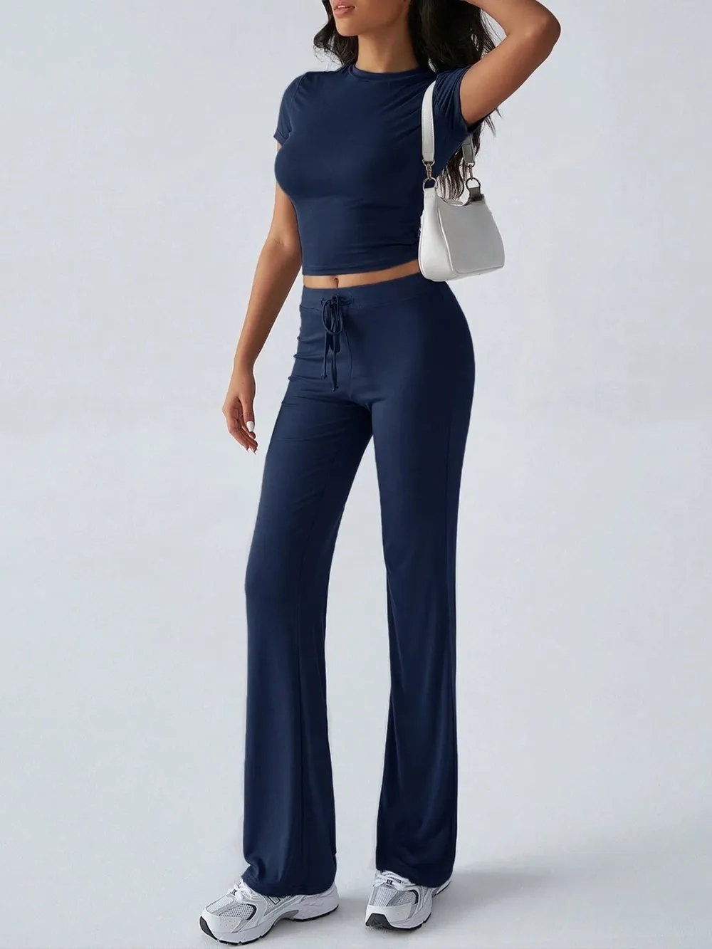 Round Neck Short Sleeve Top and Pants Set, image 25