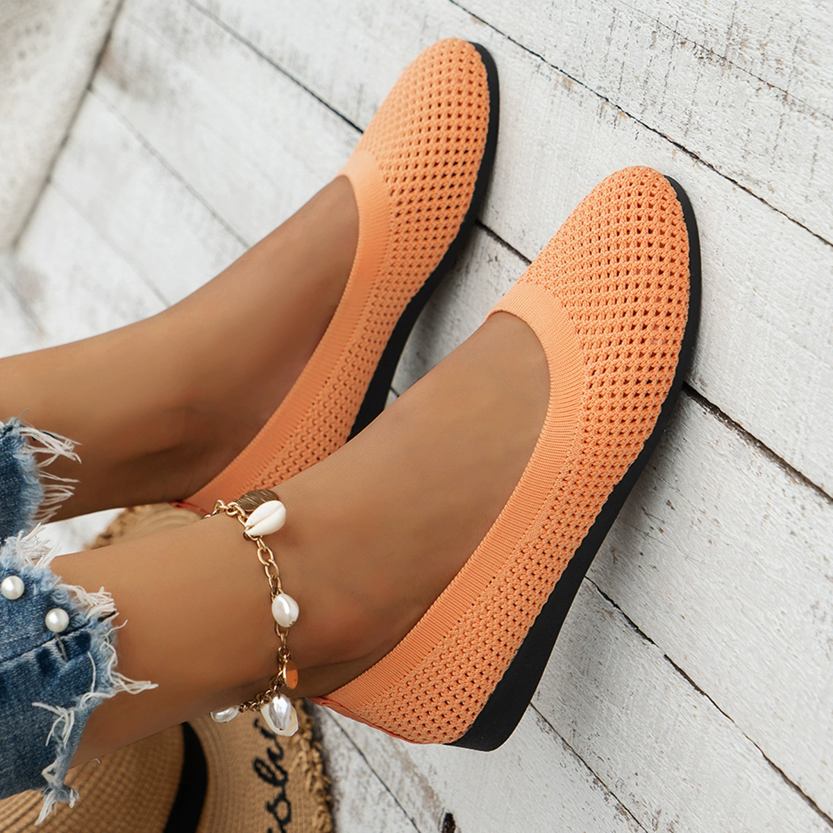 Solid Color Mesh Flat Slip-Ons, image 18