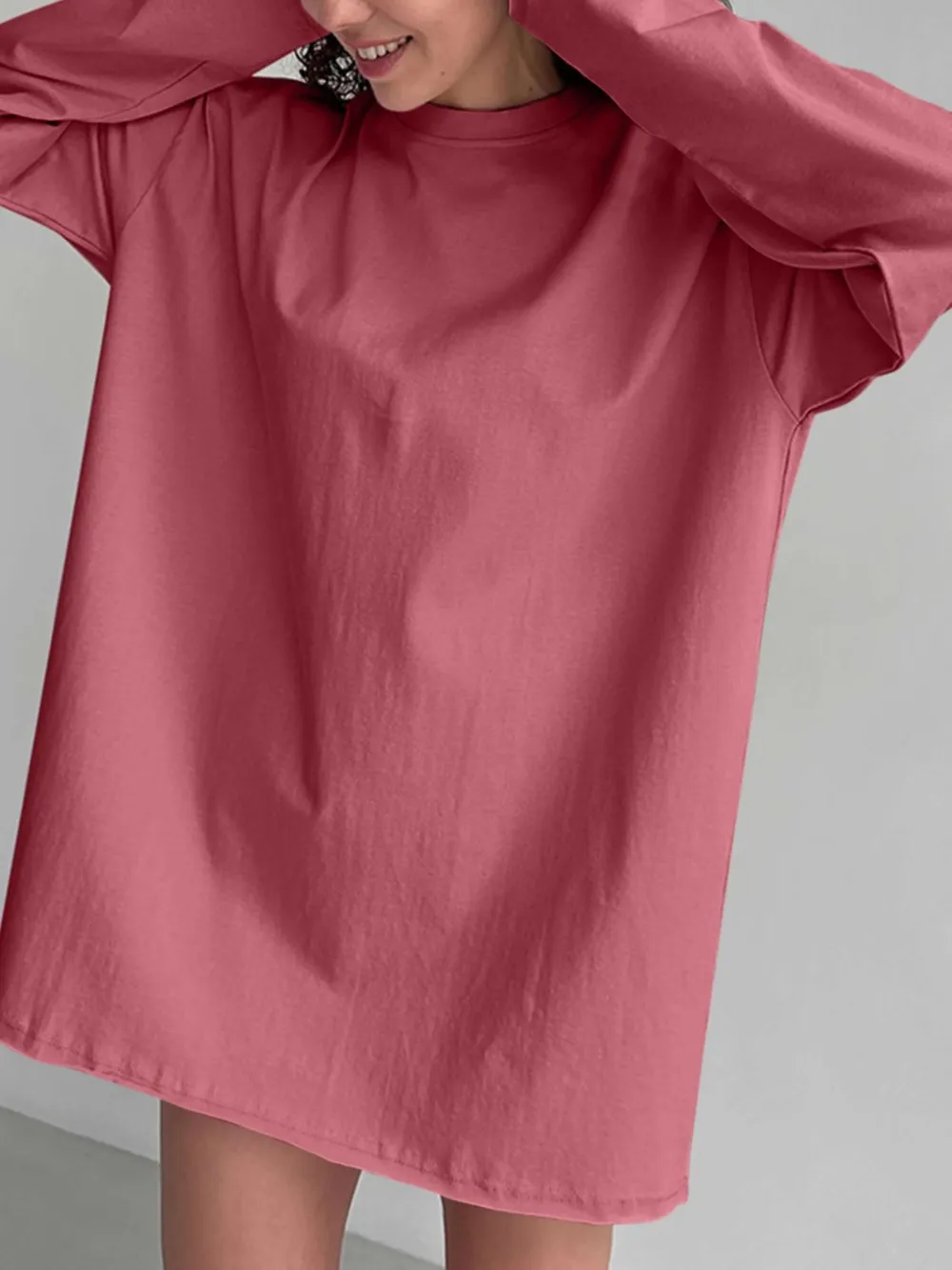 Round Neck Long Sleeve Oversized T-Shirt, image 32