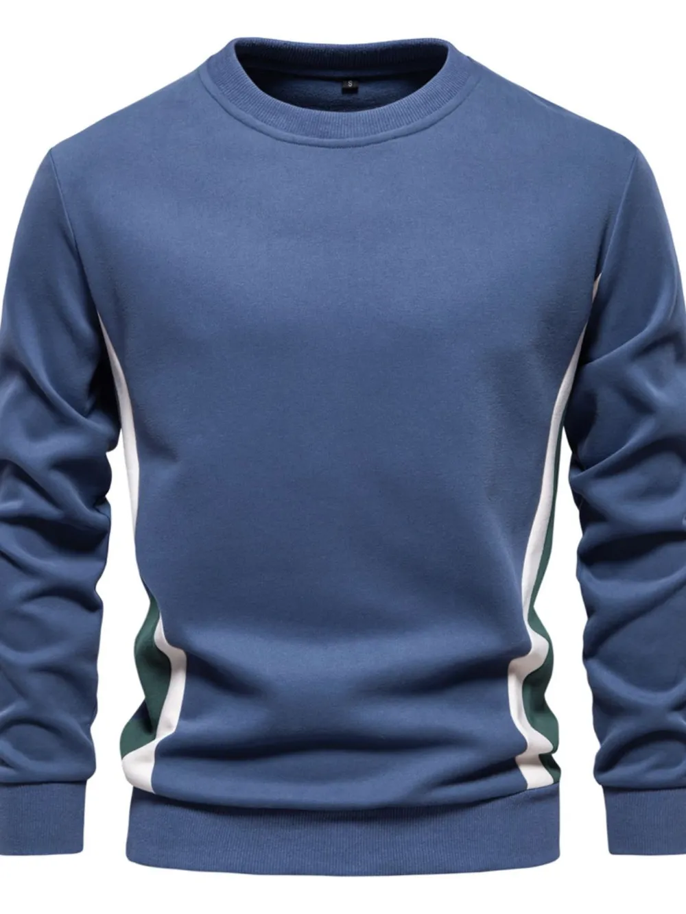 Men's Side Striped Contrast Round Neck Sweatshirt, image 8