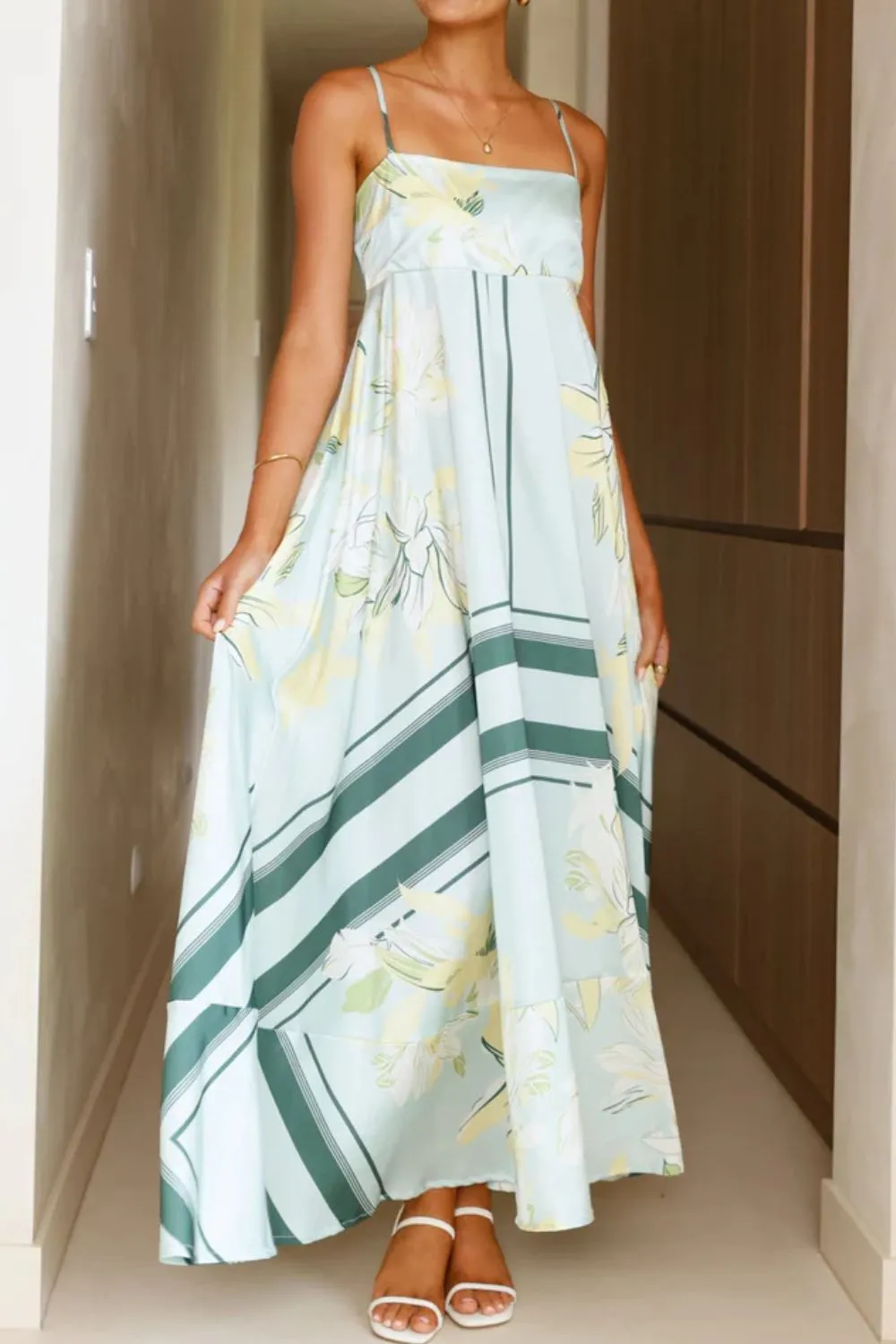 Printed Square Neck Cami Maxi Dress, image 24