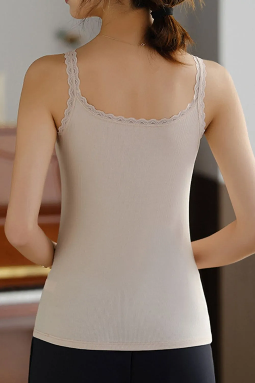 Lace Trim Scoop Neck Cami Top, image 14