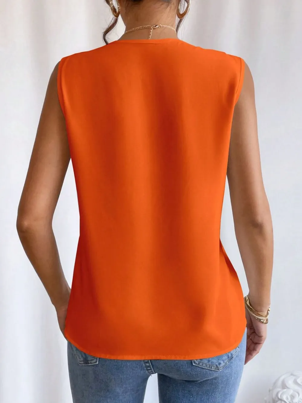 V-Neck Pleated Sleeveless Cami Tank Top, image 18