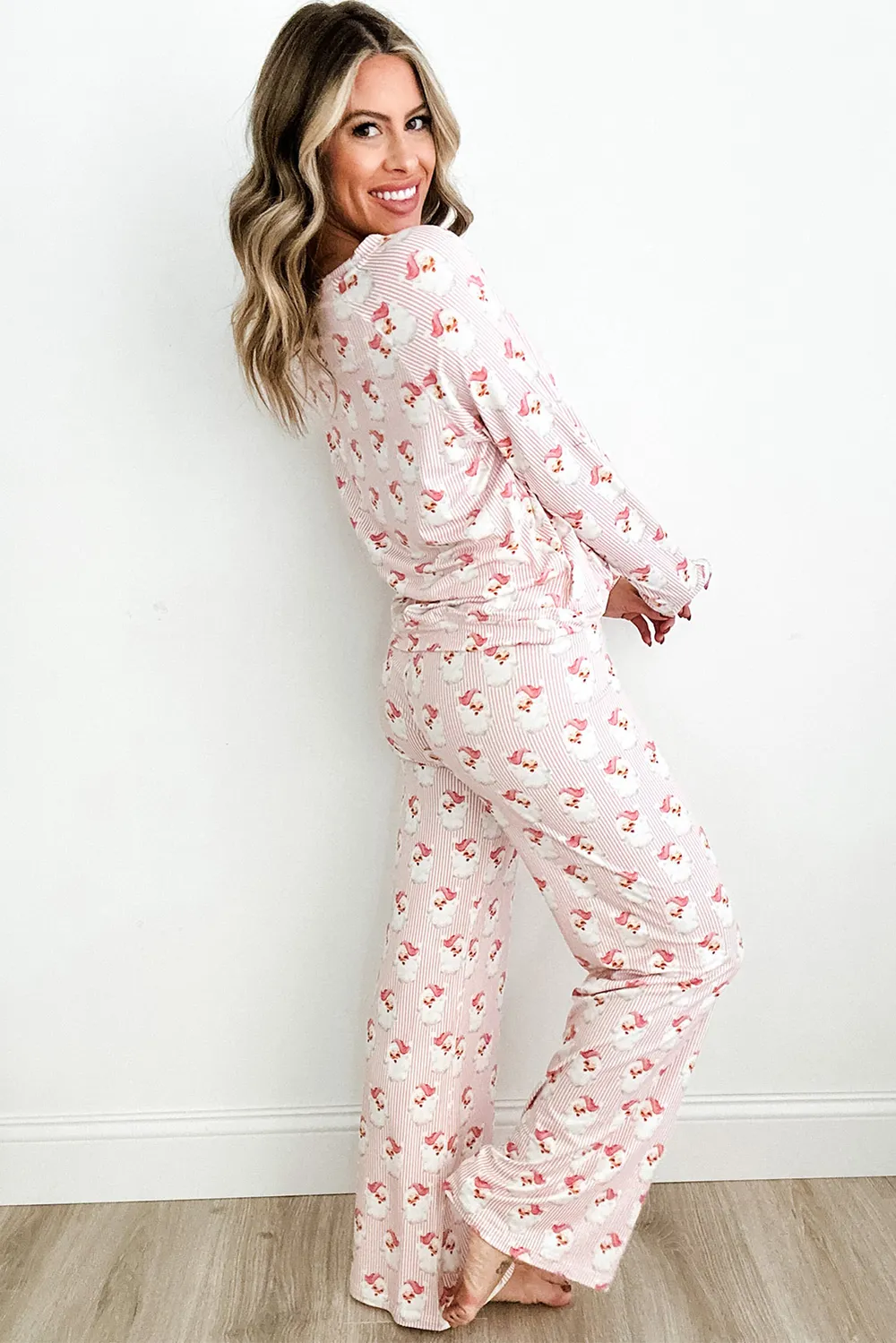 Santa Print Long Sleeve Top and Pants Lounge Set, image 15