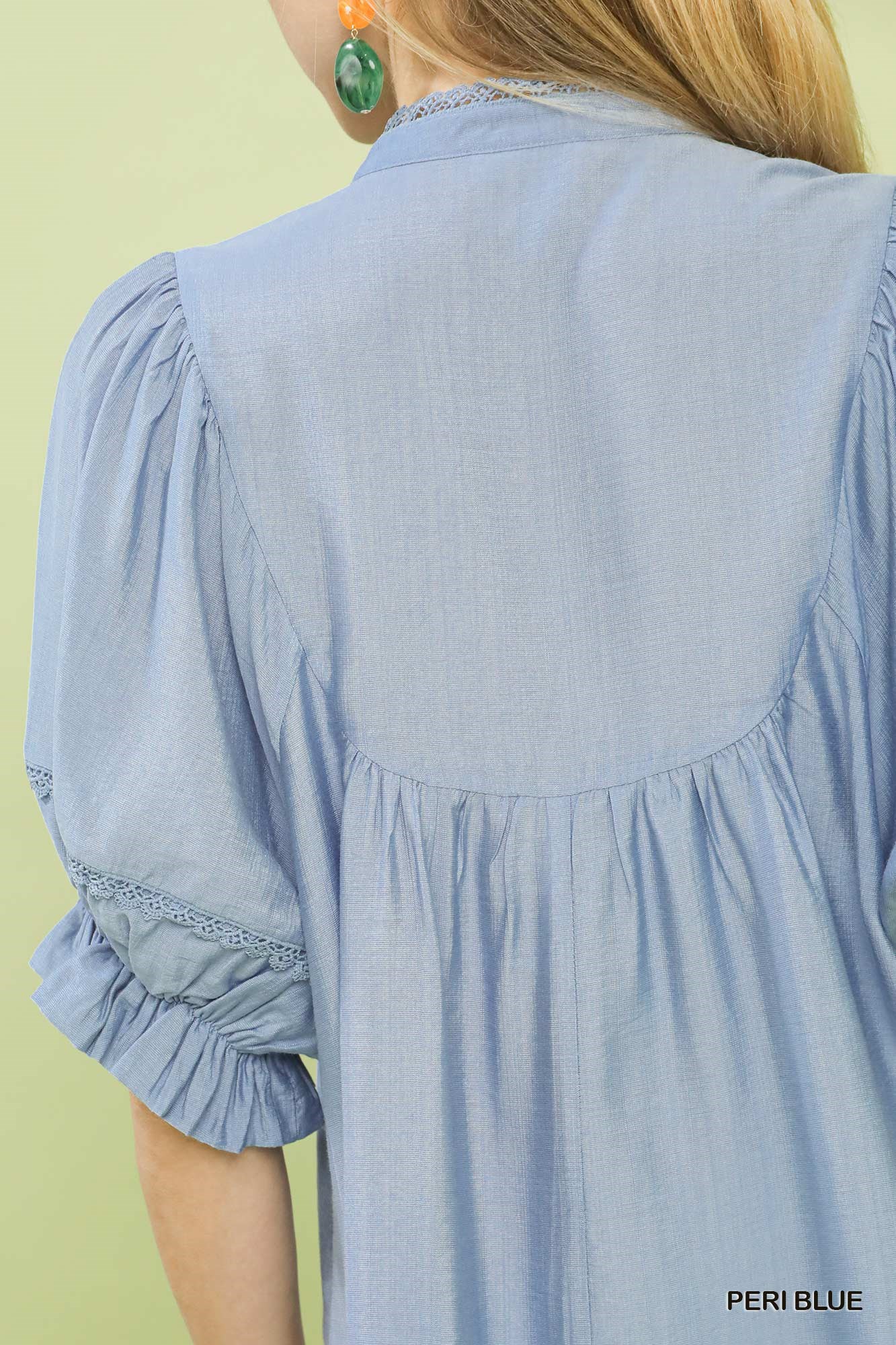 Smocked Yoke Blouse with Ruffle Sleeves, image 4
