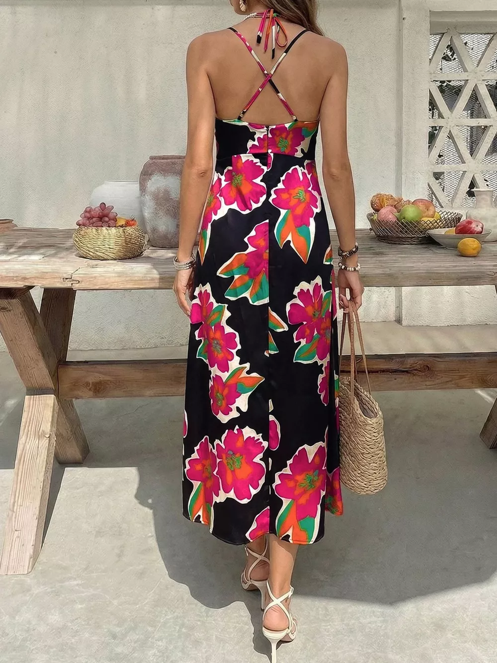Floral Print Spaghetti Strap Midi Dress, image 2