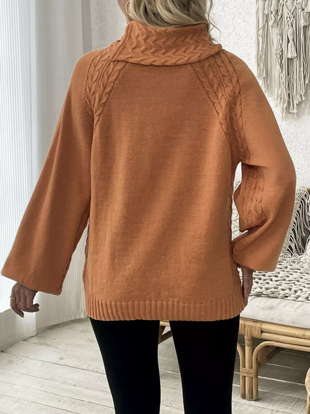 Cable Knit Turtleneck Sweater, image 11