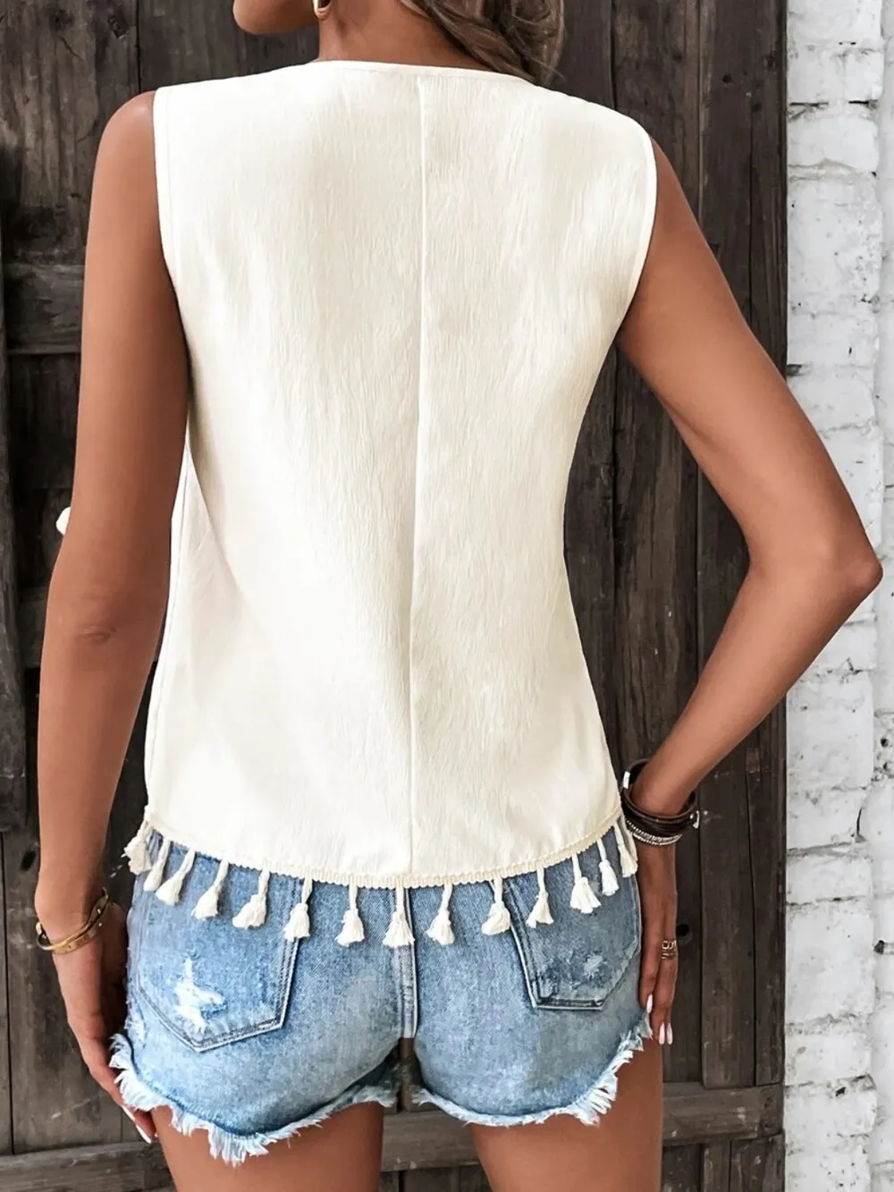 Tassel Printed V-Neck Tank, image 11
