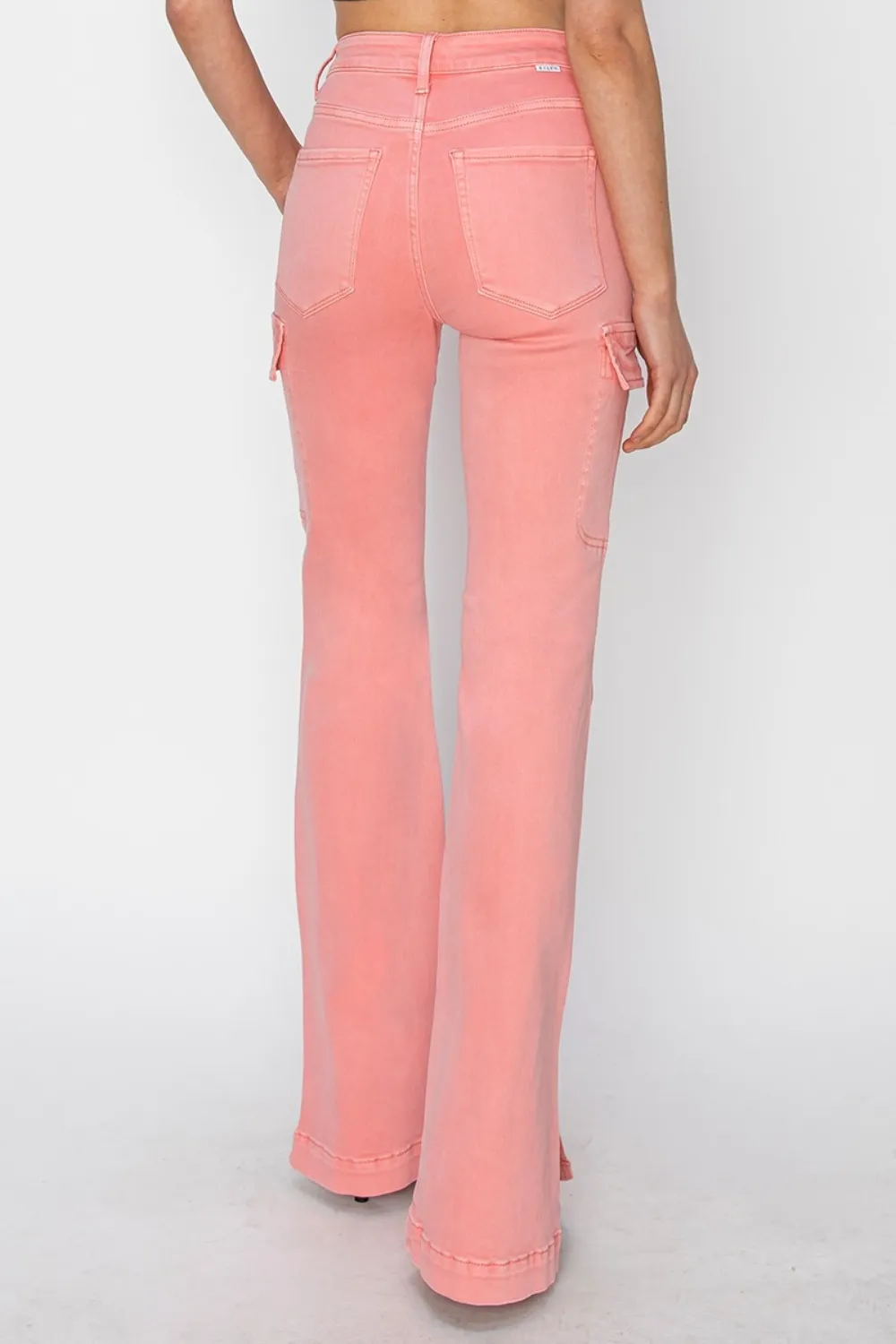 Full Size High Rise Side Slit Cargo Bootcut Jeans, image 4
