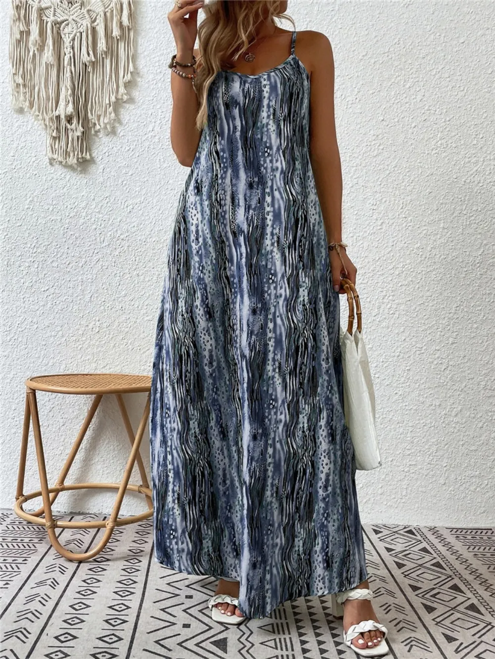 Full Size Printed Scoop Neck Maxi Cami Dress, image 11