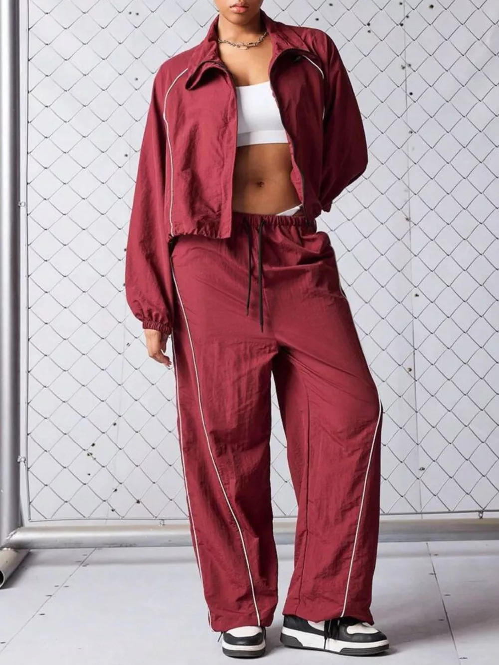 Crop Jacket and Wide-Leg Pants Set, image 2