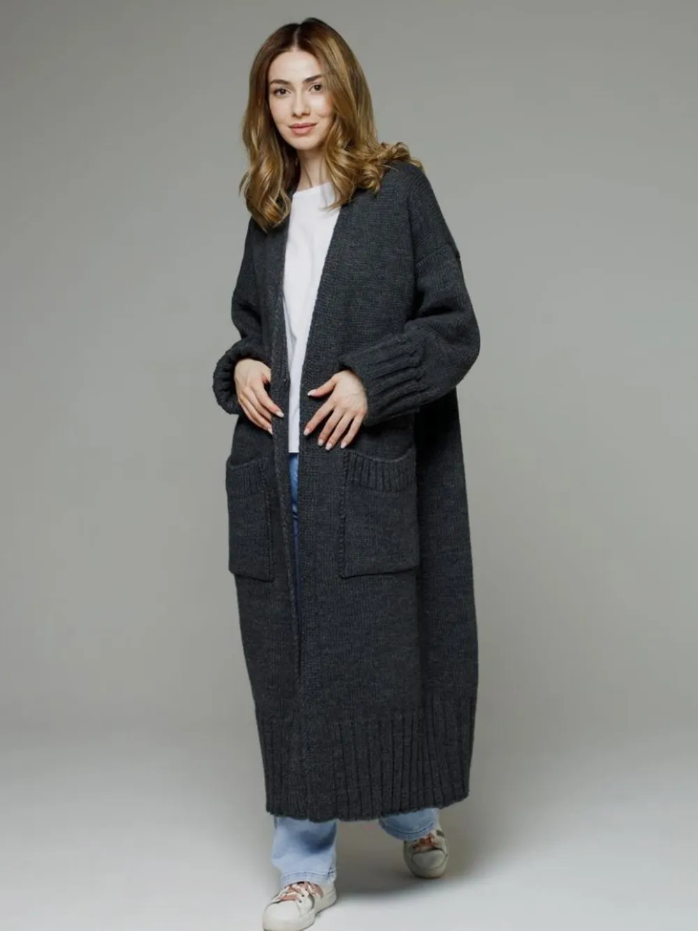 Pocketed Open Front Dropped Shoulder Cardigan, image 6