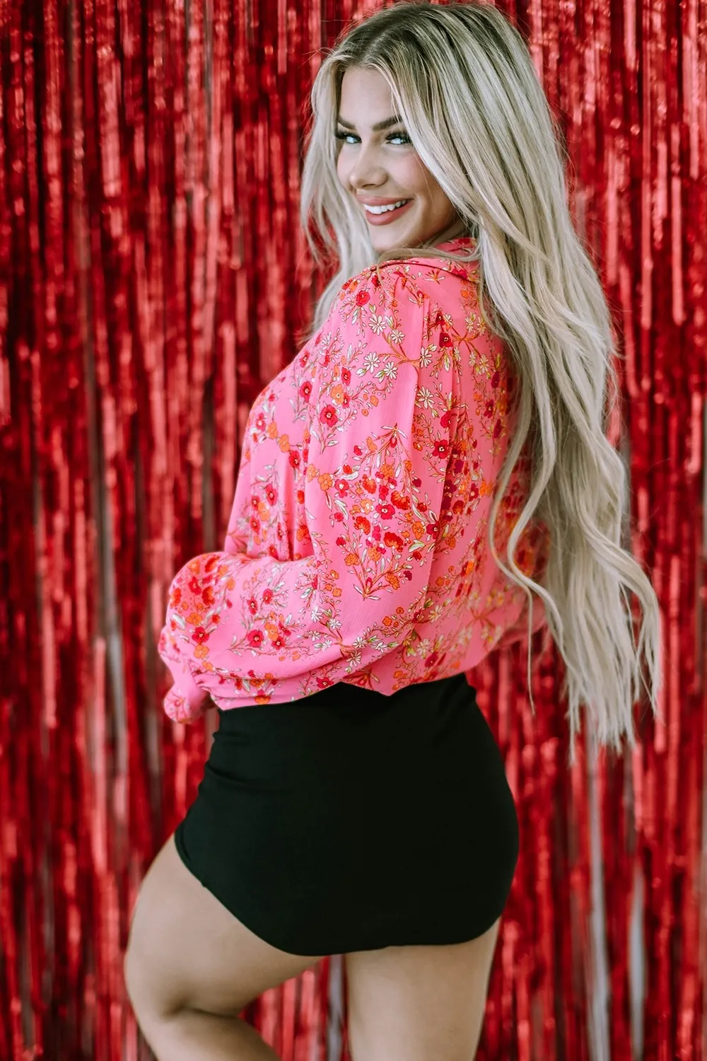 Ditsy Floral Collared Neck Shirt, image 2
