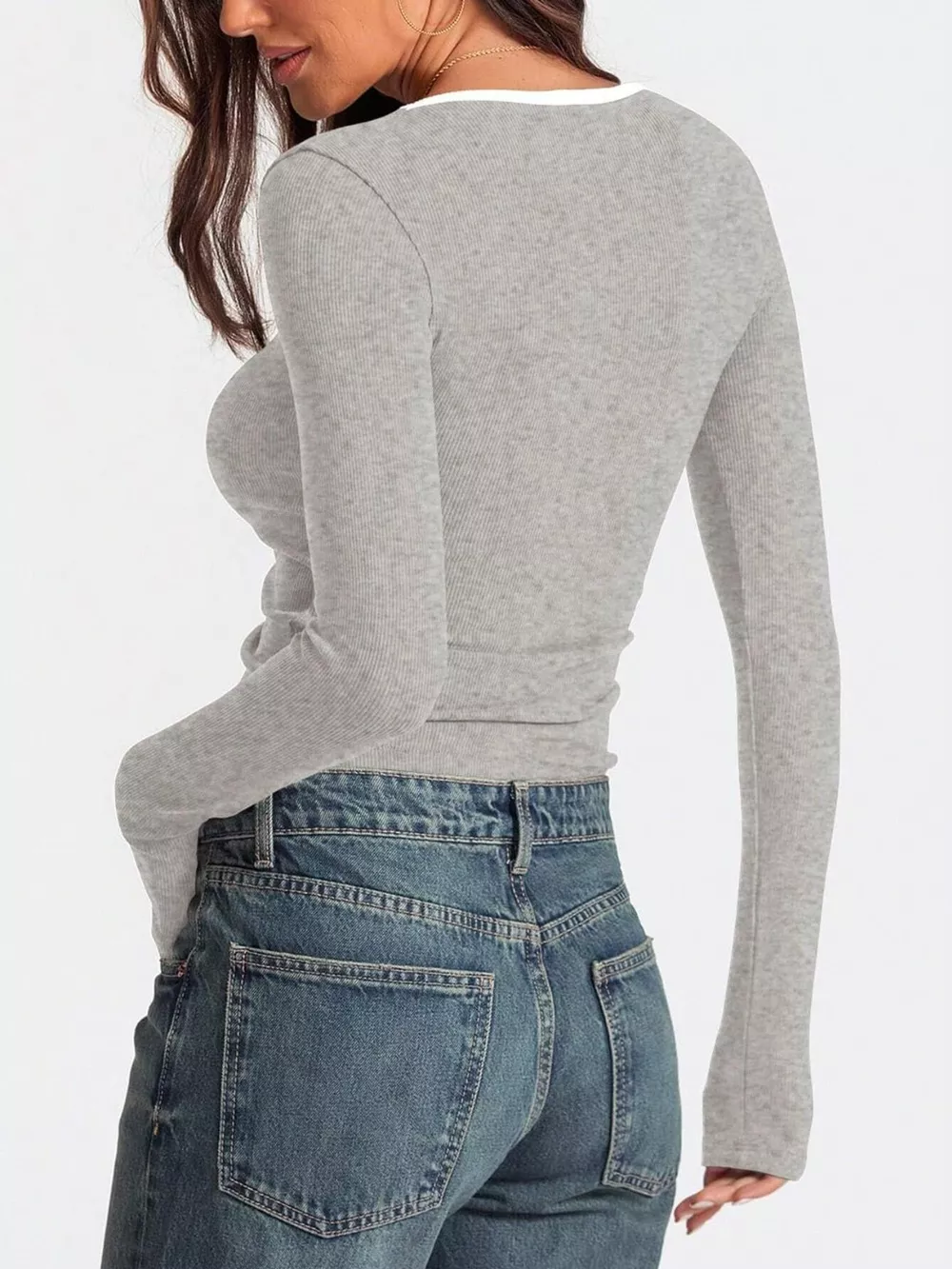 Contrast Trim Long Sleeve Top, image 15