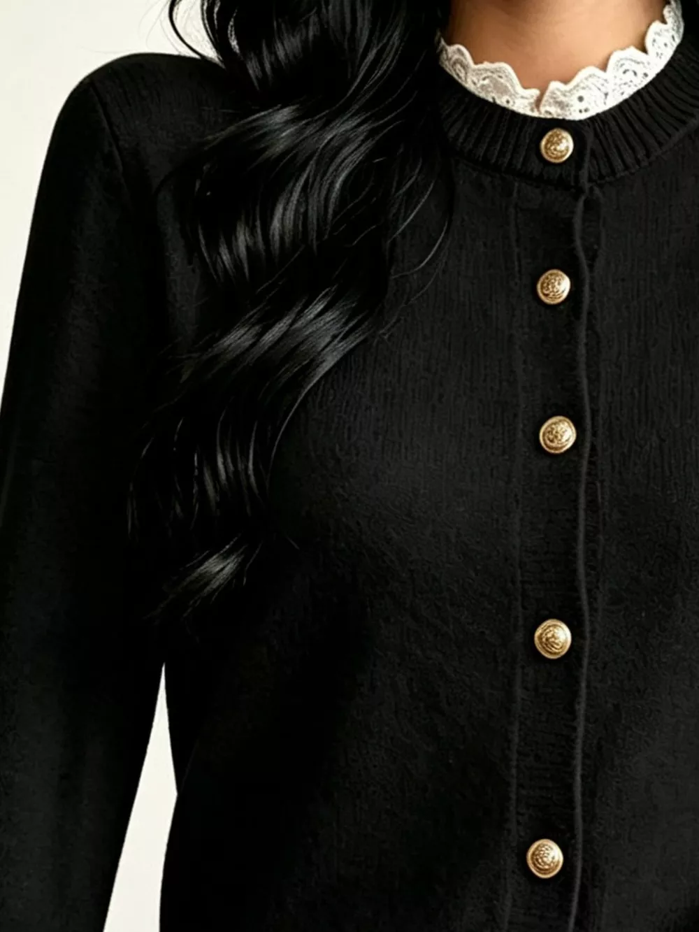 Lace Trim Mock Neck Sweater, image 8