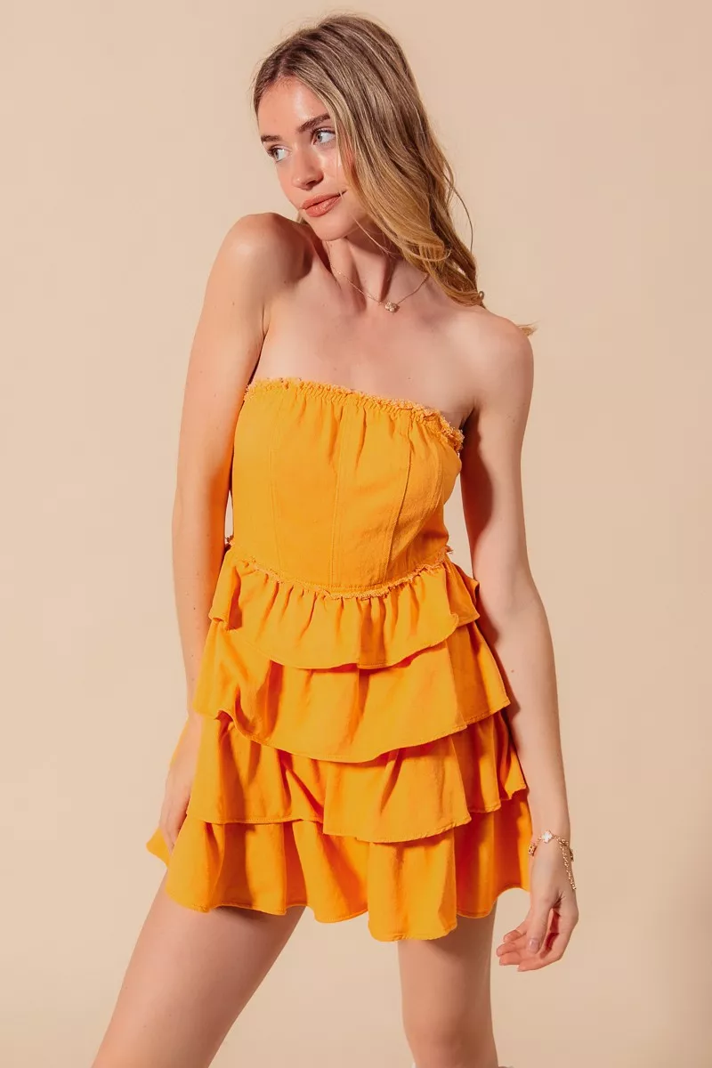 Strapless Ruffle Layered Game Day Cheer Up Dress, image 5