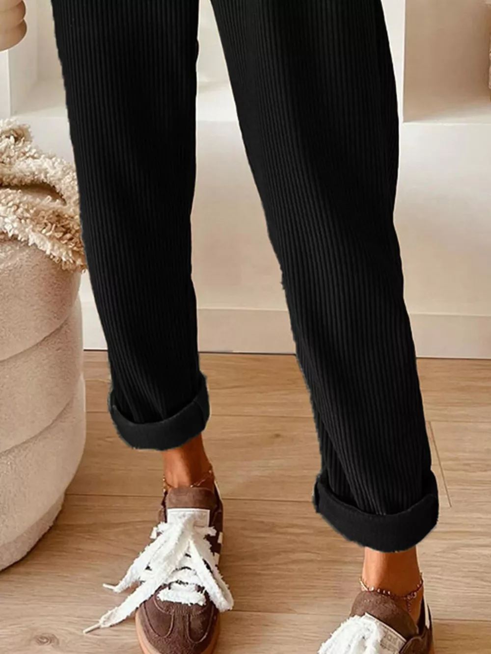 Casual Corduroy Drawstring Waist Pants, image 9