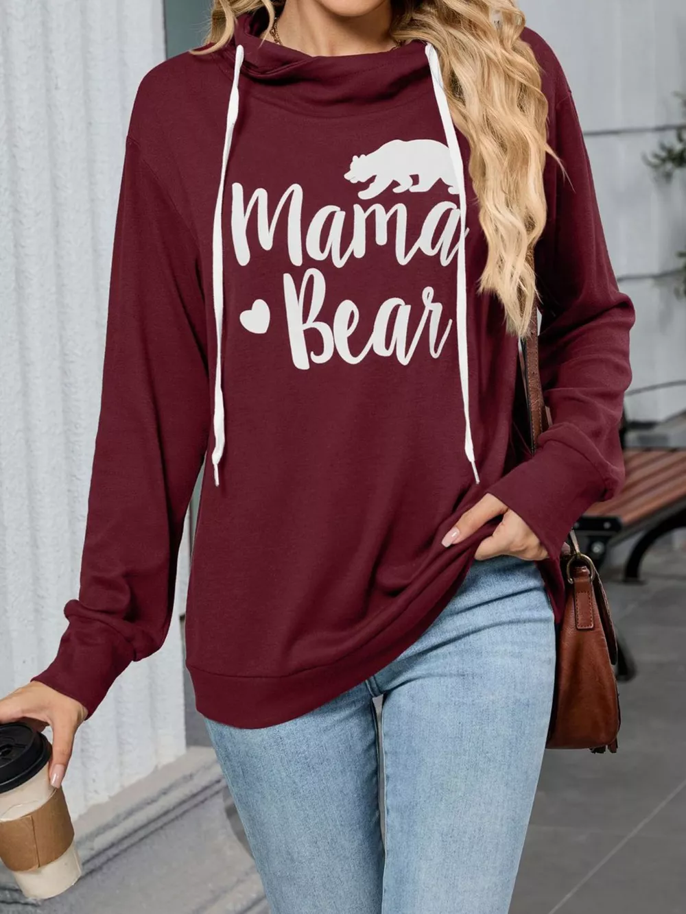 Contrast Letter Graphic Drawstring Long Sleeve Hoodie, image 15